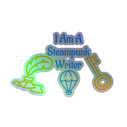 I am A Steampunk Writer Holographic stickers